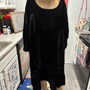 bryn Walker Black Velvet Tunic Dress XL *FLAWS*